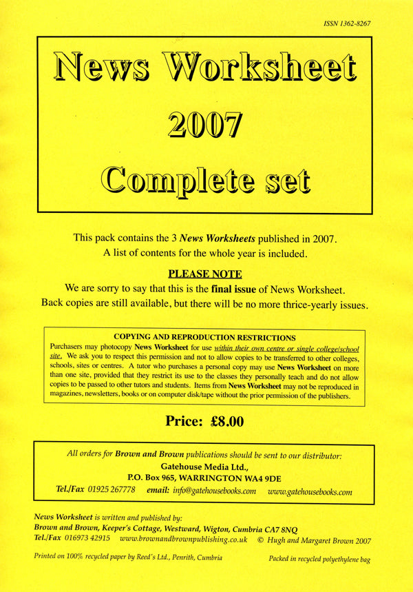News Worksheet 2007