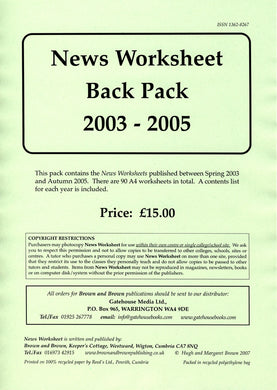 News Worksheet 2003-05 Back Pack