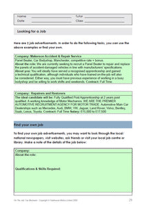 On The Job: Car Mechanic Tutor Resources