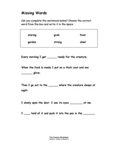 The Creature Student Worksheets (PDF)